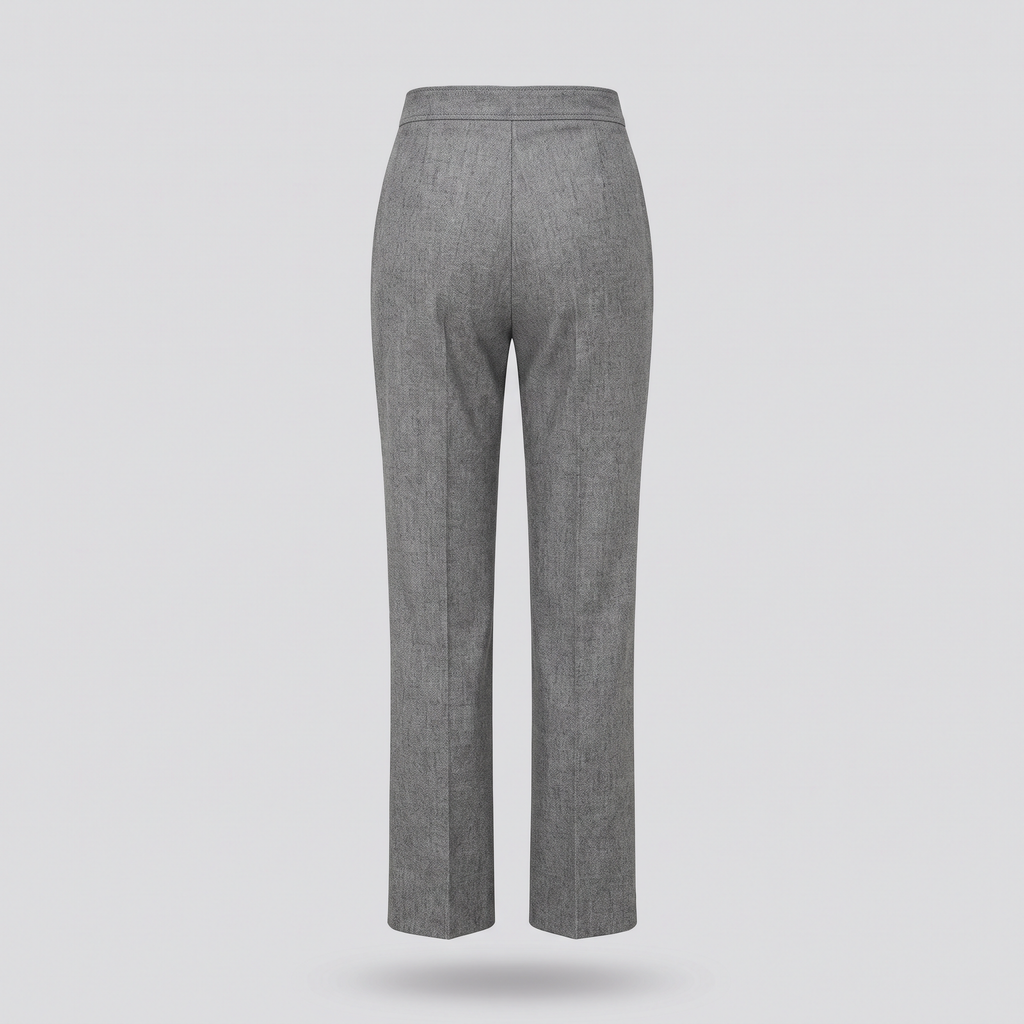 Pantalon droit taille haute, gris chiné, vue de dos — John x Me