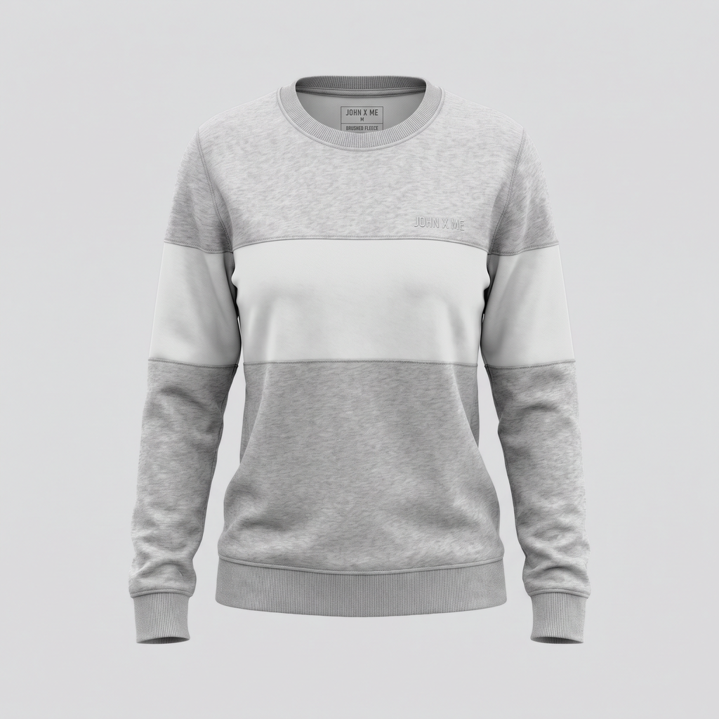 Sweat à empiècement, gris chaud, vue de face — John x Me