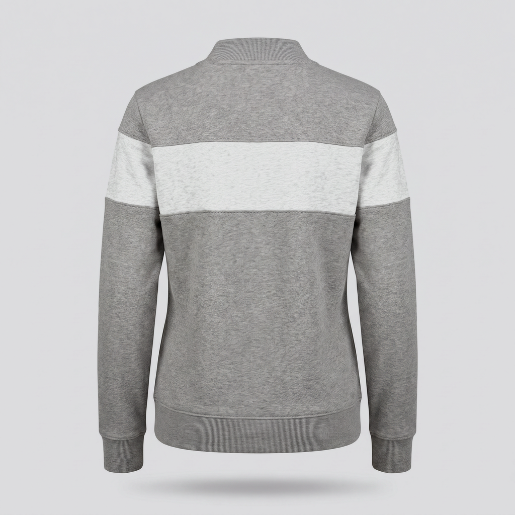 Sweat à empiècement, gris chaud, vue de dos — John x Me