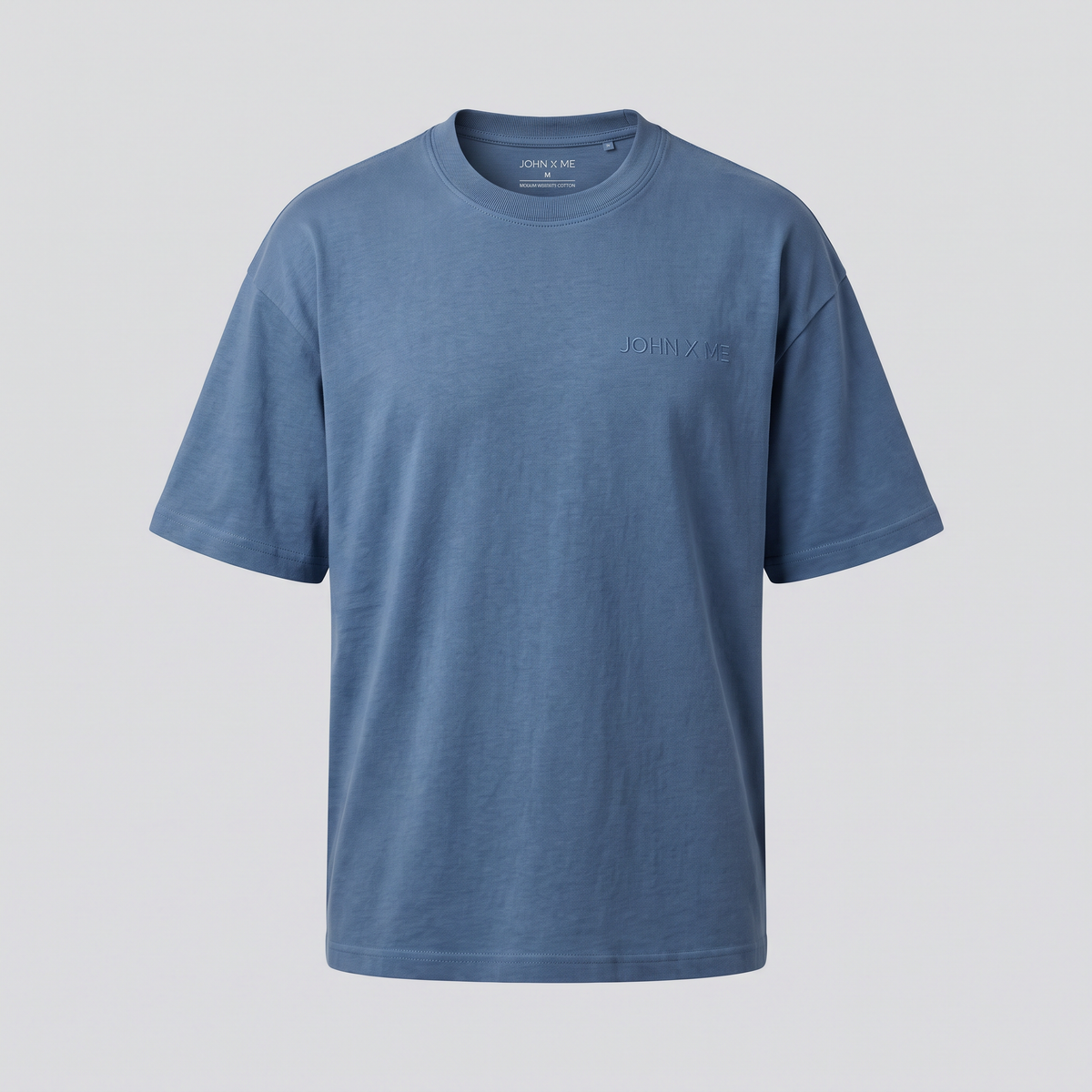 T-shirt medium weight, bleu, vue de face — John x Me