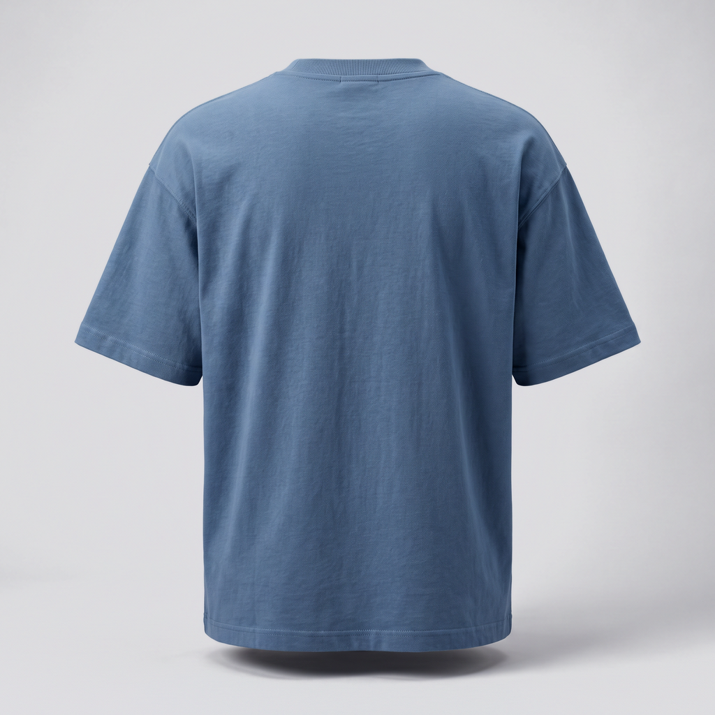 T-shirt medium weight, bleu, vue de dos — John x Me
