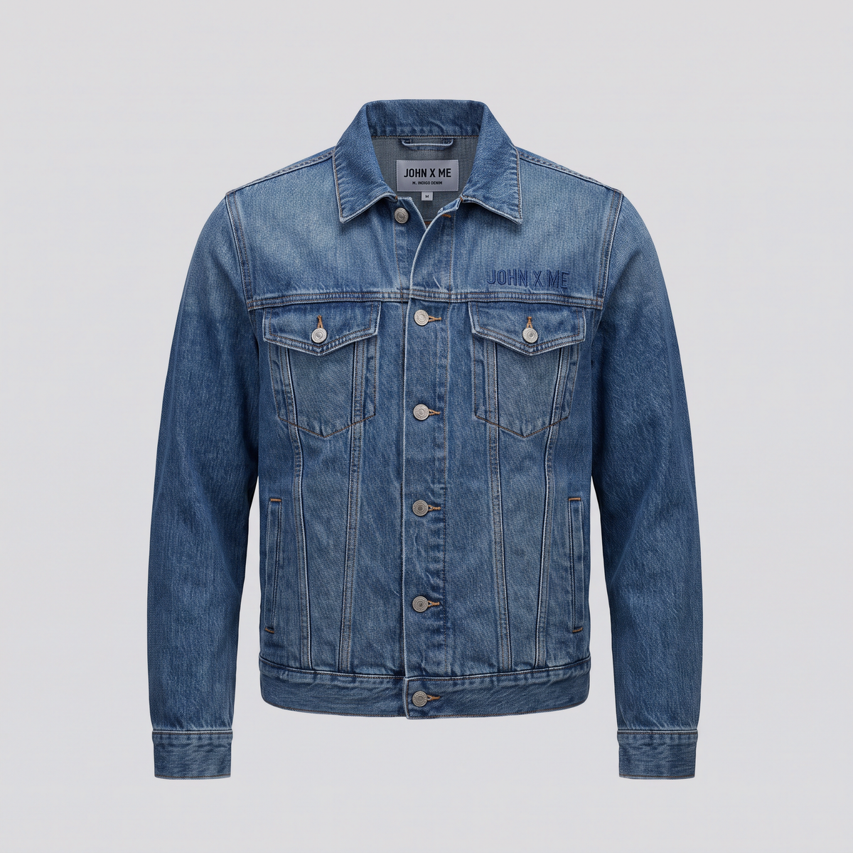 Veste en jean, indigo, vue de face — John x Me